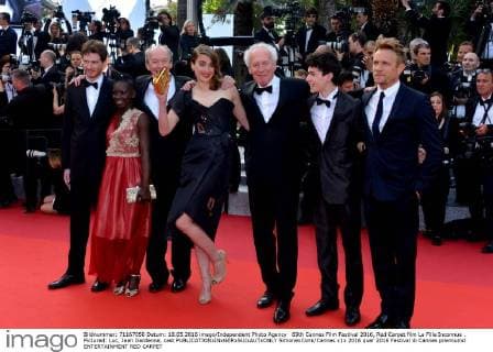 69th Cannes Film Festival 2016, Red Carpet film La Fille Inconnue . Pictured: Luc, Jean Dardenne, cast  SimonexComi Cannes