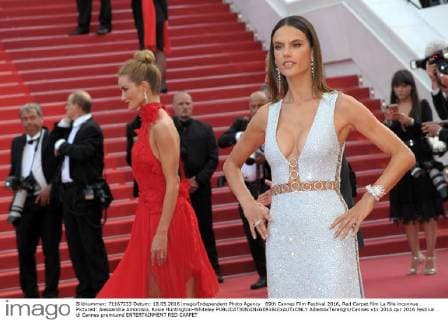 69th Cannes Film Festival 2016, Red Carpet film La fille inconnue . Pictured: Alessandra Ambrosio, Rosie Huntington-Whiteley  AlbertoxTerenghi Cannes