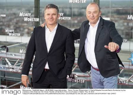 Money Monster Filmpremiere in Madrid Roberto Arce and Nacho Aranda during the premiere of the American Film Money Monster at the Roof of the Torre Picasso in Madrid. May 18 2016.  (201605018070)