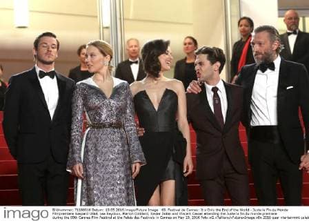 69. Festival de Cannes: It s Only the End of the World - Juste la Fin du Monde Filmpremiere Gaspard Ulliel, Lea Seydoux, Marion Cotillard, Xavier Dolan and Vincent Cassel attending the Juste la fin du monde premiere during the 69th Cannes Film Festival at the Palais des Festivals in Cannes on May 19, 2016 Foto:xG.xTellierx xFuturexImage