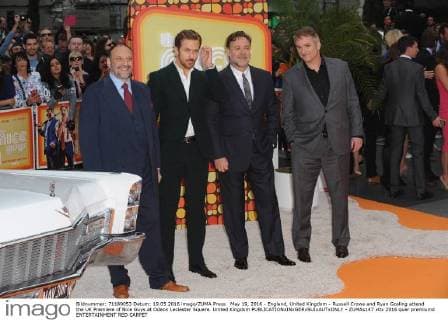 May 19, 2016 - England, United Kingdom - Russell Crowe and Ryan Gosling attend the UK Premiere of Nice Guys at Odeon Leciester Square. United Kingdom - ZUMAs147