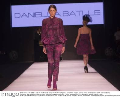 Colombia: Bogota Fashion Week 2016 Daniella Batlle Daniella Batlle collection with classic and sophisticated touches celebrates femininity in pink, purple and flowers during the Bogota Fashion Week.  DanielxGarzon