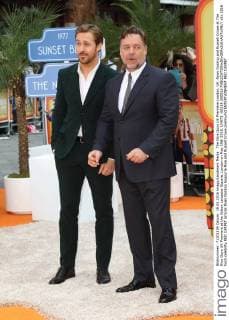 The Nice Guys UK Premiere London, UK. Ryan Gosling and Russell Crowe at The Nice Guys UK Premiere at the Odeon Leicester Square, London on May 19th 2016. LMK73 -60314-200516 