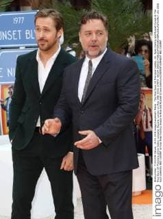The Nice Guys UK Premiere London, UK. Ryan Gosling and Russell Crowe at The Nice Guys UK Premiere at the Odeon Leicester Square, London on May 19th 2016. LMK73 -60314-200516 