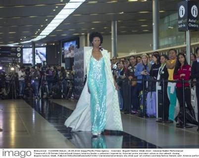 Colombia: Bogotá Fashion Week 2016 - Johanna Nodier Performance Tresemmé in El Dorado International Airport,Johanna Nodier s collection inspired by Victorian prints and neon colors on the catwalk closing Bogota Fashion Week.  DanielxGarzónxHerazo