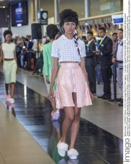Colombia: Bogotá Fashion Week 2016 - Johanna Nodier Performance Tresemmé in El Dorado International Airport,Johanna Nodier s collection inspired by Victorian prints and neon colors on the catwalk closing Bogota Fashion Week.  DanielxGarzónxHerazo