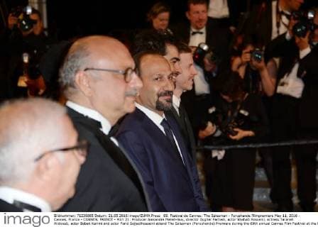 69. Festival de Cannes: The Salesman - Forushande Filmpremiere May 11, 2016 - Cannes, France - CANNES, FRANCE - MAY 21: Producer Alexandre Mallet-Guy, director Asghar Farhadi, actor Shahab Hosseini, actress Taraneh Alidoosti, actor Babak Karimi and actor Farid Sajjadihosseini attend The Salesman (Forushande) Premiere during the 69th annual Cannes Film Festival at the Palais des Festivals on May 21, 2016 in Cannes, France. Cannes France - ZUMAi09_