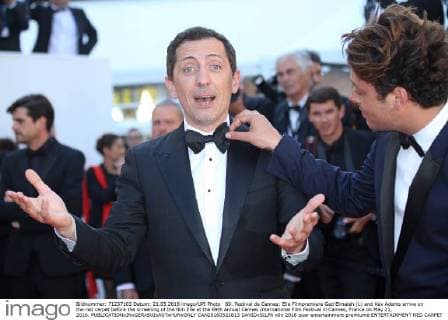 69. Festival de Cannes: Elle Filmpremiere Gad Elmaleh (L) and Kev Adams arrive on the red carpet before the screening of the film Elle at the 69th annual Cannes International Film Festival in Cannes, France on May 21, 2016.  CAN20160521813 DAVIDxSILPA
