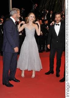 69th Cannes Film Festival 2016, Red carpet film Blood Father . Pictured: Mel Gibson, Erin Moriarty  Cannes