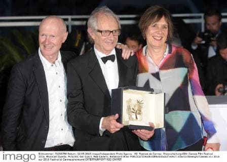 69. Festival de Cannes: Preisverleihung 69th Cannes Film Festival 2016, Photocall Awards. Pictured: Ken Loach, Paul Laverty, Rebecca O Brien  AlbertoxTerenghi Cannes