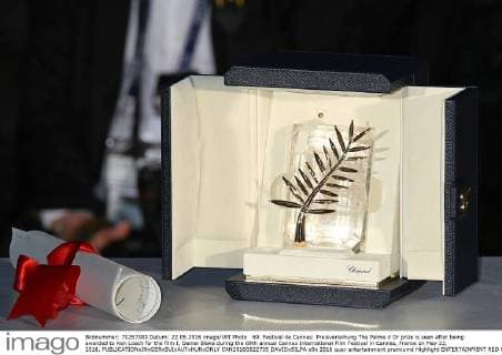 69. Festival de Cannes: Preisverleihung The Palme d Or prize is seen after being awarded to Ken Loach for the film I, Daniel Blake during the 69th annual Cannes International Film Festival in Cannes, France on May 22, 2016.  CAN20160522735 DAVIDxSILPA