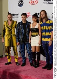 Recording artists Cole Whittle, Joe Jonas, JinJoo Lee, and Jack Lawless of DNCE appear backstage the annual Billboard Music Awards held at T-Mobile Arena in Las Vegas, Nevada on May 22, 2016.  LAV20160522412 JIMxRUYMEN