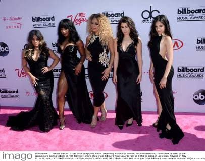 Recording artists Ally Brooke, Normani Hamilton, Dinah-Jane Hansen, Lauren Jauregui and Camila Cabello of Fifth Harmony attend the annual Billboard Music Awards held at T-Mobile Arena in Las Vegas, Nevada on May 22, 2016.  LAV20160522457 JIMxRUYMEN