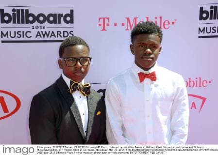 Internet personalities Jeremiah Hall and Kevin Vincent attend the annual Billboard Music Awards held at T-Mobile Arena in Las Vegas, Nevada on May 22, 2016.  LAV20160522504 JIMxRUYMEN