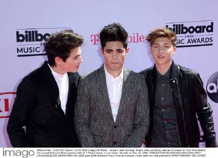 Singers Liam Attridge, Emery Kelly and Ricky Garcia of Forever In Your Mind attend the annual Billboard Music Awards held at T-Mobile Arena in Las Vegas, Nevada on May 22, 2016.  LAV20160522508 JIMxRUYMEN