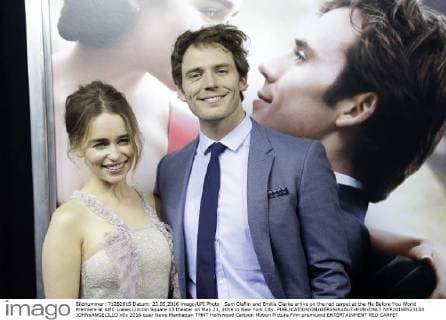 Sam Claflin and Emilia Clarke arrive on the red carpet at the Me Before You World Premiere at AMC Loews Lincoln Square 13 theater on May 23, 2016 in New York City.  NYP20160523103 JOHNxANGELILLO
