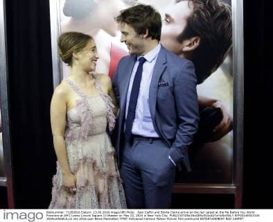 Sam Claflin and Emilia Clarke arrive on the red carpet at the Me Before You World Premiere at AMC Loews Lincoln Square 13 theater on May 23, 2016 in New York City.  NYP20160523104 JOHNxANGELILLO