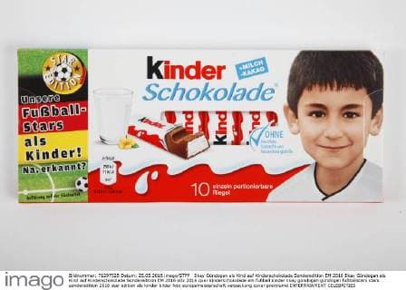 Ilkay Gündogan als Kind auf Kinderschokolade Sonderedition EM 2016 Ilkay Gündogan als Kind auf Kinderschokolade Sonderedition EM 2016