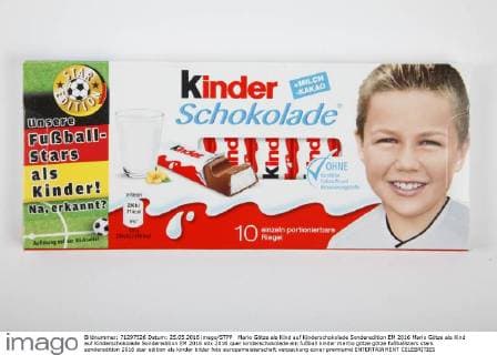 Mario Götze als Kind auf Kinderschokolade Sonderedition EM 2016 Mario Götze als Kind auf Kinderschokolade Sonderedition EM 2016