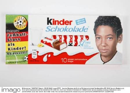 Jerome Boateng als Kind auf Kinderschokolade Sonderedition EM 2016 Jerome Boateng als Kind auf Kinderschokolade Sonderedition EM 2016