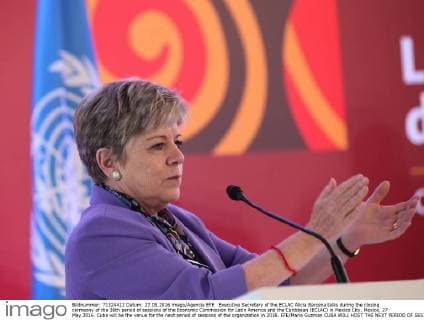 Executive Secretary of the ECLAC Alicia Barcena talks during the closing cermeony of the 36th period of sessions of the Economic Commission for Latin America and the Caribbean (ECLAC) in Mexico City, Mexico, 27 May 2016. Cuba will be the venue for the next period of sessions of the organization in 2018. EFE Mario Guzman CUBA WILL HOST THE NEXT PERIOD OF SESSIONS OF ECLAC IN 2018 !ACHTUNG: NUR REDAKTIONELLE NUTZUNG!  MEX003 20160528-635999916875946945