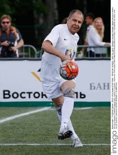 MOSCOW, RUSSIA - MAY 28, 2016: Russia s Foreign Minister Sergei Lavrov in action during a People s Football League gala match in Luzhniki. Alexander Shcherbak TASS  TS024D95