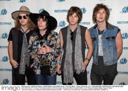 May 28, 2016 - Napa, California, U.S - LUKE SPILLER, ADAM SLACK, GETHIN DAVIES and JED ELLIOTT (L-R) of The Struts pose on the red carpet during BottleRock Napa Valley music festival at Napa Valley Expo in Napa, California Napa U.S. - ZUMAs135
