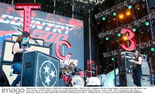 May 28, 2016 - Daytona, Florida, United States - (L-R) Kelby Ray, Neil Mason and Jaren Johnston of The Cadillac 3 perform during the Great American Music Fest at Daytona - Country 500 - Day 2 at Daytona International Speedway. Daytona United States - ZUMAw109
