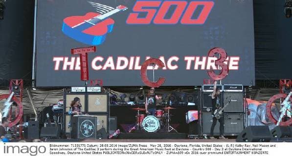 May 28, 2016 - Daytona, Florida, United States - (L-R) Kelby Ray, Neil Mason and Jaren Johnston of The Cadillac 3 perform during the Great American Music Fest at Daytona - Country 500 - Day 2 at Daytona International Speedway. Daytona United States - ZUMAw109