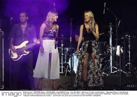 May 28, 2016 - Daytona, Florida, United States - Cassadee Pope (L) and Brooke Eden perform during the Great American Music Fest at Daytona - Country 500 - Day 2 at Daytona International Speedway. Daytona United States - ZUMAw109