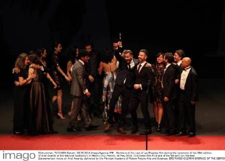 Members of the cast of Las Elegidas film during the ceremony of the 58th edition of Ariel Awards at the National Auditorium in Mexico City, Mexico, 28 May 2016. Colombian film Embrace of the Serpent ton the best Iberoamerican movie on Ariel Awards, delivered by the Mexican Academy of Motion Picture Arts and Sciences. EFE MARIO GUZMAN EMBRACE OF THE SERPENT BEST IBEROAMERICAN FILM ON PREMIOS ARIEL !ACHTUNG: NUR REDAKTIONELLE NUTZUNG!  EPA 20160529-636001015667784060