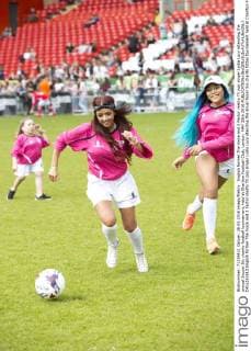 English former The Voice and X Factor reality TV pop singer Lydia Lucy attending the annual Soccer Six charity football tournament, held at Charlton Football Club, London. MAY 28th 2016  DFLx161613