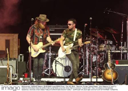 May 29, 2016 - Daytona, Florida, United States - John Osborne (L) and T.J. Osborne of Brothers Osborne perform during the Great American Music Fest at Daytona - Country 500 - Day 3 at Daytona International Speedway. Daytona United States - ZUMAw109
