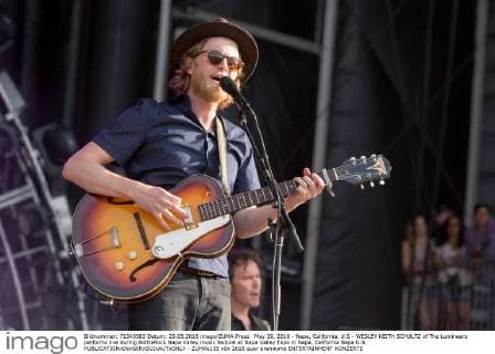 May 29, 2016 - Napa, California, U.S - WESLEY KEITH SCHULTZ of The Lumineers performs live during BottleRock Napa Valley music festival at Napa Valley Expo in Napa, California Napa U.S. - ZUMAs135