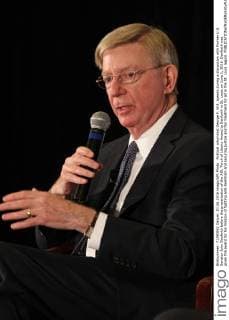 Political columinist George F. Will, speaks during a discussion with Former U.S. Senator John Danforth before the presentation of the ADL Torch of Liberty Award to Danforth in St. Louis on June 1, 2016. Danforth was given the award for his mission of fighting anti-Semitism and securing justice and fair treatment for all in the St. Louis region.  SLP2016060105 BILLxGREENBLATT