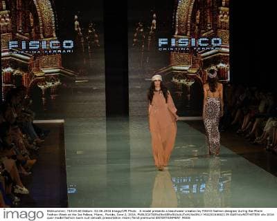 A model presents a beachwear creation by FISICO fashion designer during the Miami Fashion Week at the Ice Palace, Miami, Florida, June 2, 2016.  MIA20160602139 GARYxIxROTHSTEIN