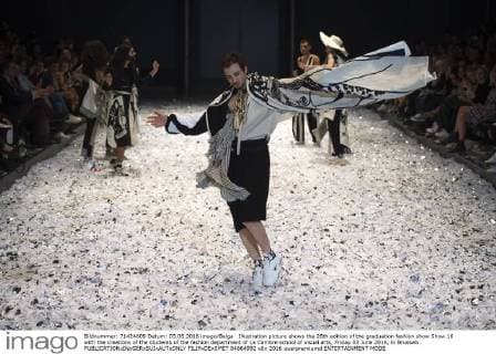 Illustration picture shows the 28th edition of the graduation fashion show Show 16 with the creations of the students of the fashion department of La Cambre school of visual arts, Friday 03 June 2016, in Brussels.  FILIPxDExSMET 04864992