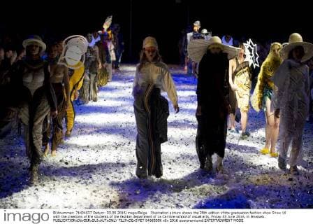 Illustration picture shows the 28th edition of the graduation fashion show Show 16 with the creations of the students of the fashion department of La Cambre school of visual arts, Friday 03 June 2016, in Brussels.  FILIPxDExSMET 04865006