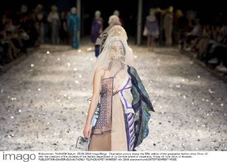 Illustration picture shows the 28th edition of the graduation fashion show Show 16 with the creations of the students of the fashion department of La Cambre school of visual arts, Friday 03 June 2016, in Brussels.  FILIPxDExSMET 04865007