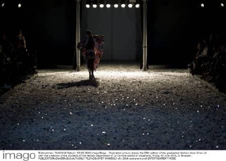 Illustration picture shows the 28th edition of the graduation fashion show Show 16 with the creations of the students of the fashion department of La Cambre school of visual arts, Friday 03 June 2016, in Brussels.  FILIPxDExSMET 04865013