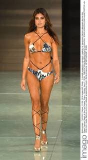 A model presents a swimsuit creation by Aguaclara fashion designers during the Miami Fashion Week at the Ice Palace, Miami, Florida, June 3, 2016.  MIA20160603104 GARYxIxROTHSTEIN
