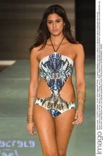 A model presents a swimsuit creation by Aguaclara fashion designers during the Miami Fashion Week at the Ice Palace, Miami, Florida, June 3, 2016.  MIA20160603106 GARYxIxROTHSTEIN