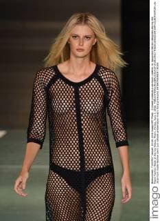 A model presents a swimsuit creation by Aguaclara fashion designers during the Miami Fashion Week at the Ice Palace, Miami, Florida, June 3, 2016.  MIA20160603109 GARYxIxROTHSTEIN