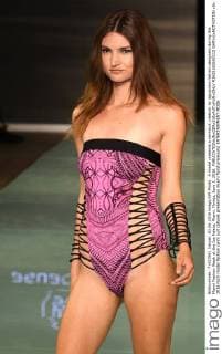 A model presents a swimsuit creation by Aguaclara fashion designers during the Miami Fashion Week at the Ice Palace, Miami, Florida, June 3, 2016.  MIA20160603113 GARYxIxROTHSTEIN