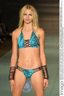 A model presents a swimsuit creation by Aguaclara fashion designers during the Miami Fashion Week at the Ice Palace, Miami, Florida, June 3, 2016.  MIA20160603114 GARYxIxROTHSTEIN