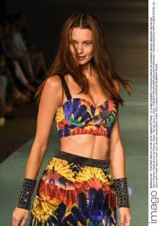 A model presents a swimsuit creation by Aguaclara fashion designers during the Miami Fashion Week at the Ice Palace, Miami, Florida, June 3, 2016.  MIA20160603121 GARYxIxROTHSTEIN