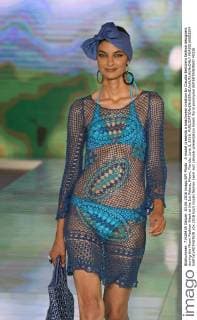 A model presents a beachwear creation by Claudia Bertolero fashion designers during the Miami Fashion Week at the Ice Palace, Miami, Florida, June 3, 2016.  MIA20160603204 GARYxIxROTHSTEIN
