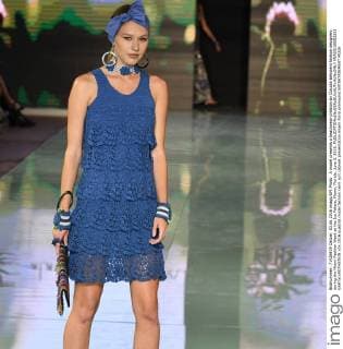 A model presents a beachwear creation by Claudia Bertolero fashion designers during the Miami Fashion Week at the Ice Palace, Miami, Florida, June 3, 2016.  MIA20160603205 GARYxIxROTHSTEIN