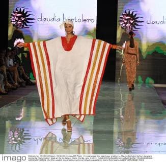 A model presents a beachwear creation by Claudia Bertolero fashion designers during the Miami Fashion Week at the Ice Palace, Miami, Florida, June 3, 2016.  MIA20160603208 GARYxIxROTHSTEIN