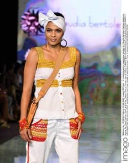 A model presents a beachwear creation by Claudia Bertolero fashion designers during the Miami Fashion Week at the Ice Palace, Miami, Florida, June 3, 2016.  MIA20160603211 GARYxIxROTHSTEIN